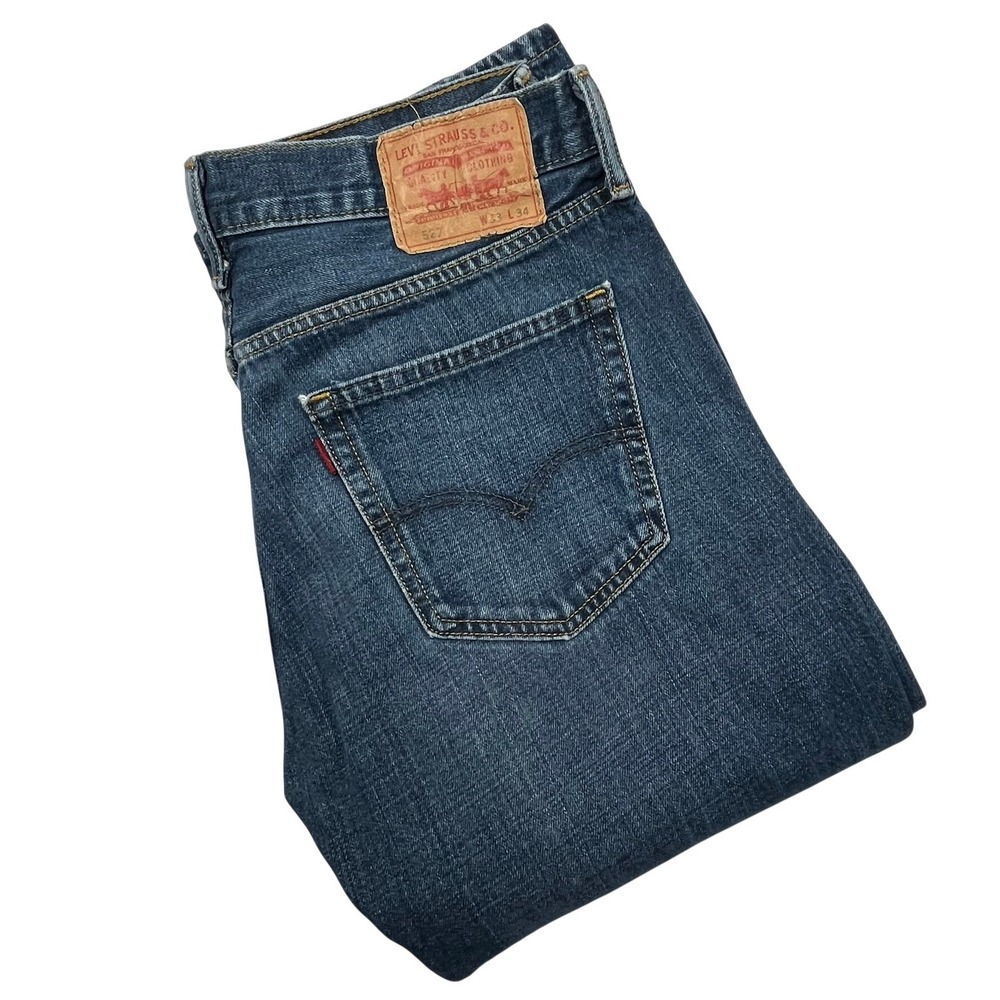 Levis 527 Bootcut Jeans Mens 33x34 Blue Medium Wash Denim Cotton 00527-0475